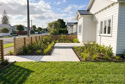 New paving laid beside the house